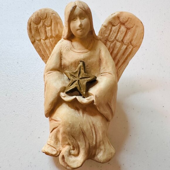 Vintage Christmas Angel Shelf Sitter Figurine Holding Star Holiday Home Decor - Picture 12 of 13